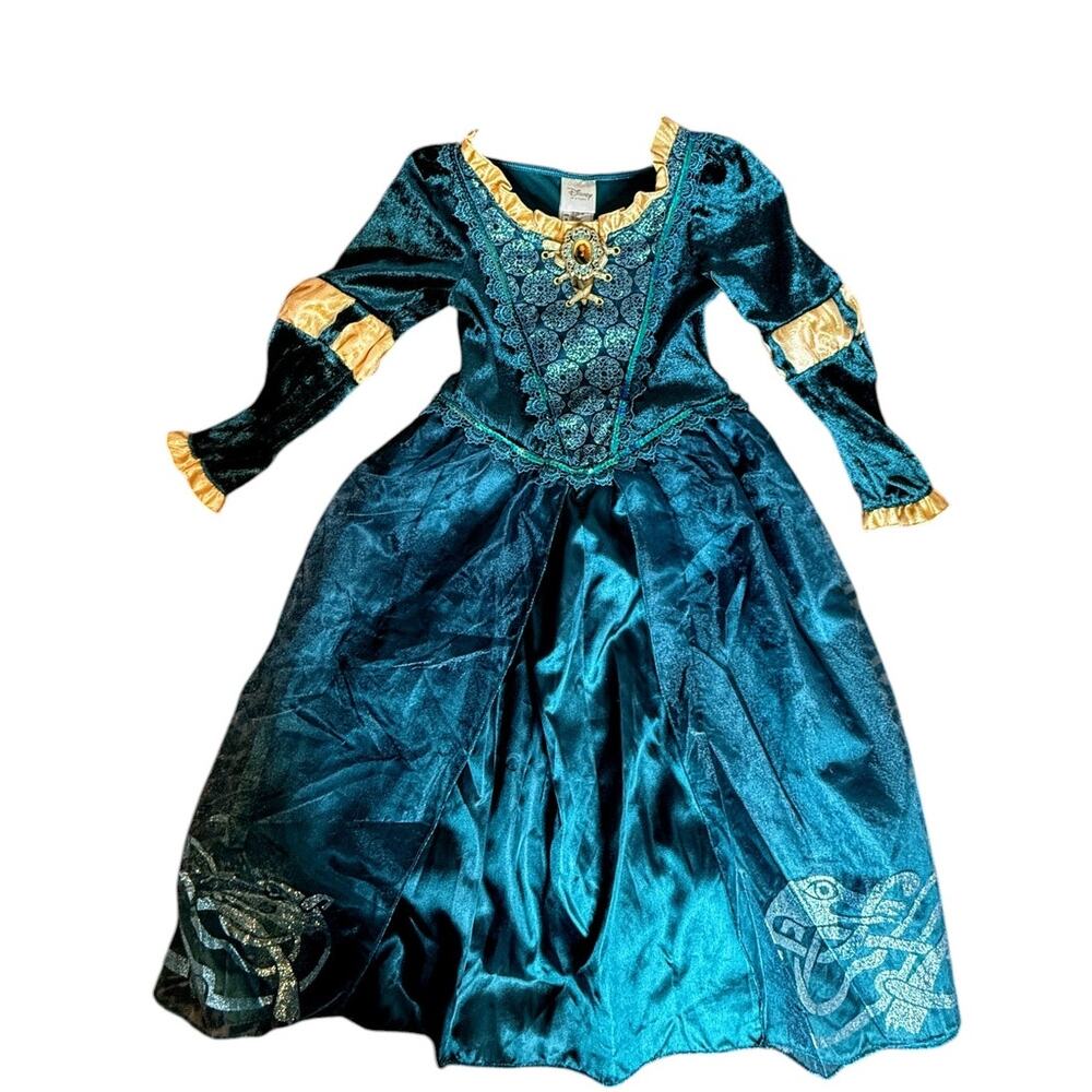 Disney Store Princess Merida Brave Deluxe Costume Dress Teal Gold Girls [S 5-6} - Picture 6 of 10
